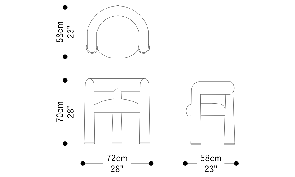 Image of the main dimensions of the product